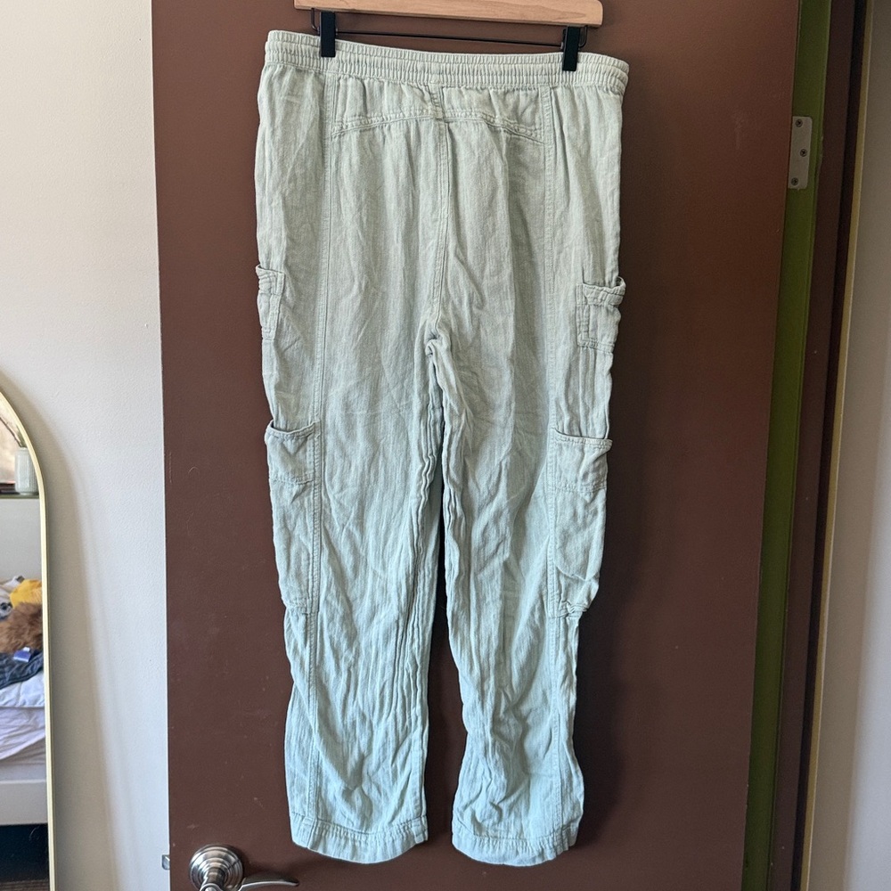Free People Pale Green Linen & Cotton Pants - Picture 3 of 4